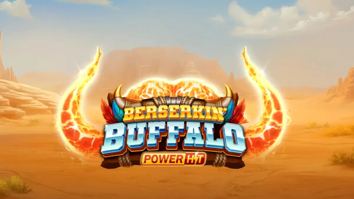 Tampilan visual slot Beserkin’ Buffalo Power Hit dengan nuansa badai dan simbol mistis